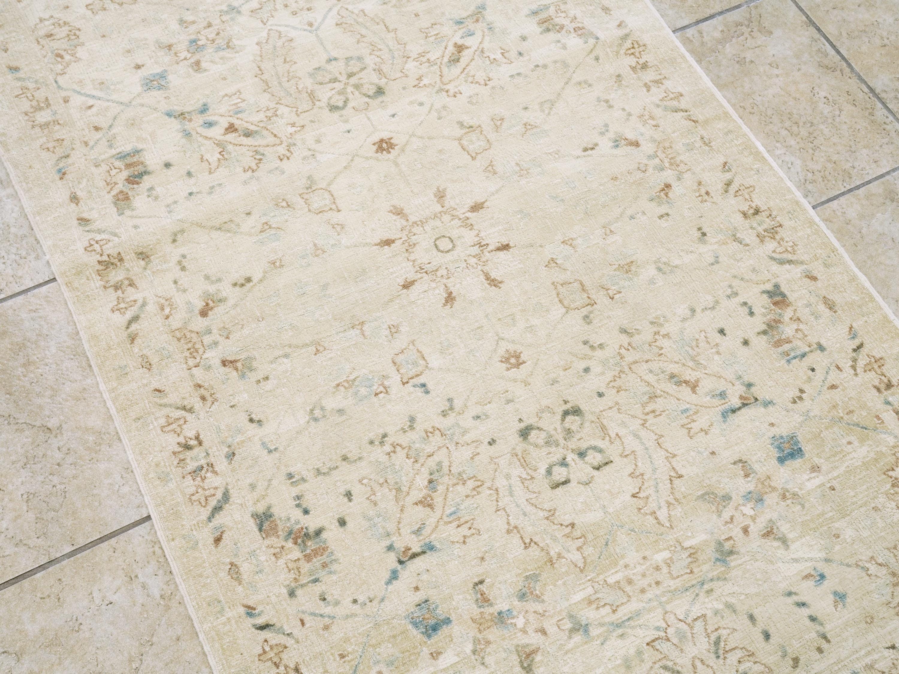 3x5 Ft Vintage White Serapi Rug - Afghan Handmade Area Rug