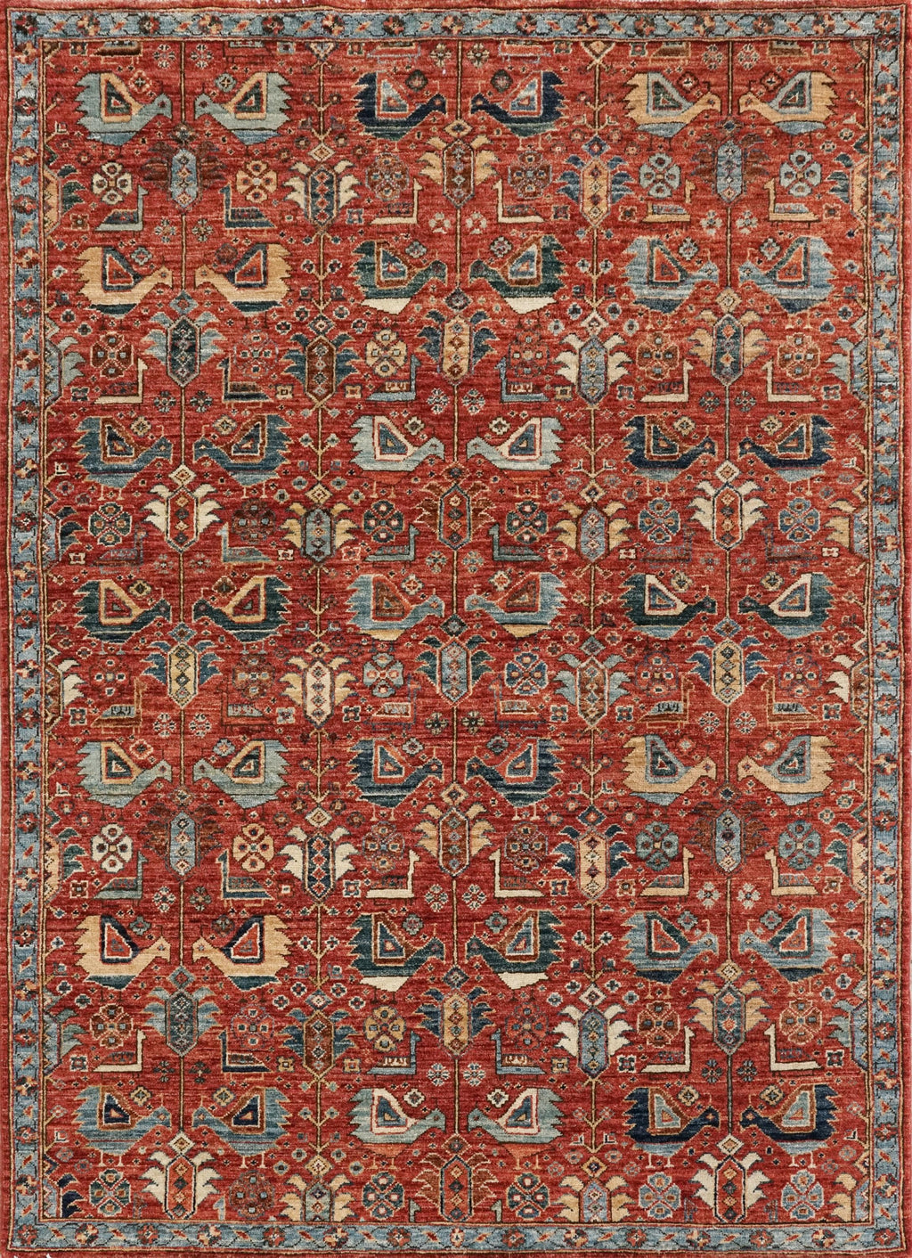 5x7 Ft Hand Knotted Red Serapi Rug - Ghazni Wool Oriental Rug