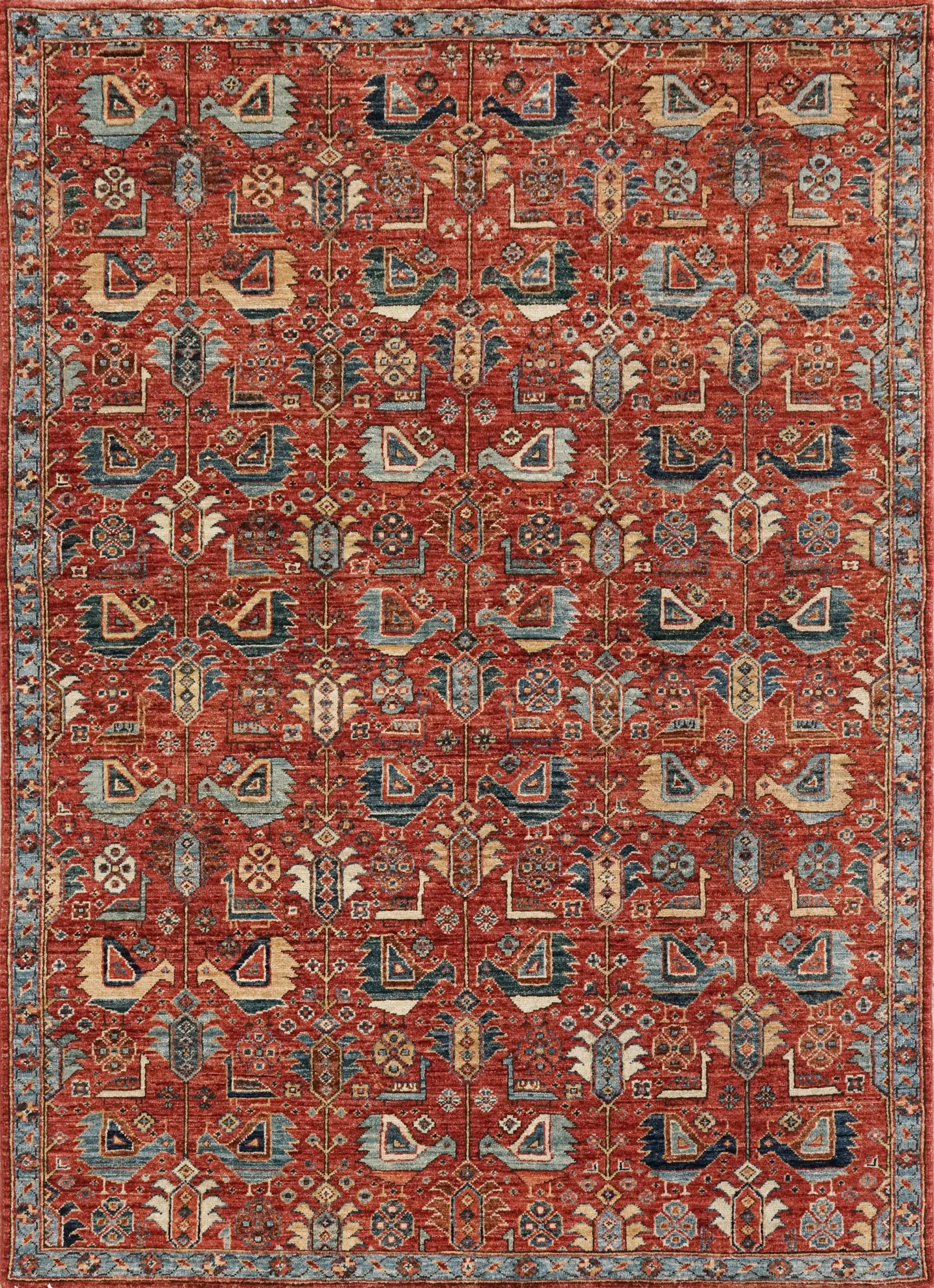 5x7 Ft Hand Knotted Red Serapi Rug - Ghazni Wool Oriental Rug
