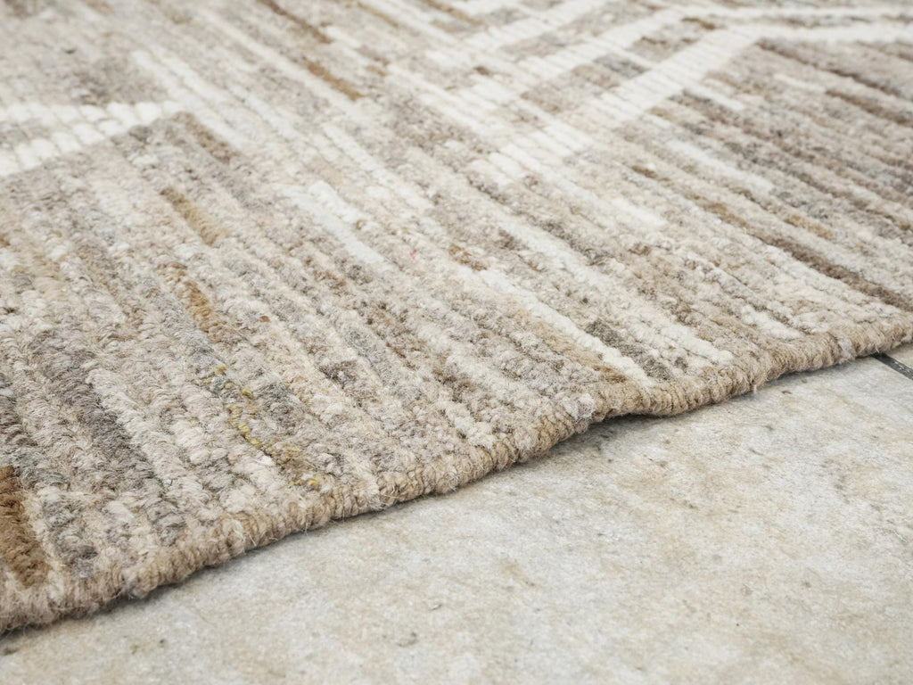 10x14 Ft Handmade Moroccan Rug - Light Brown Wool Rug