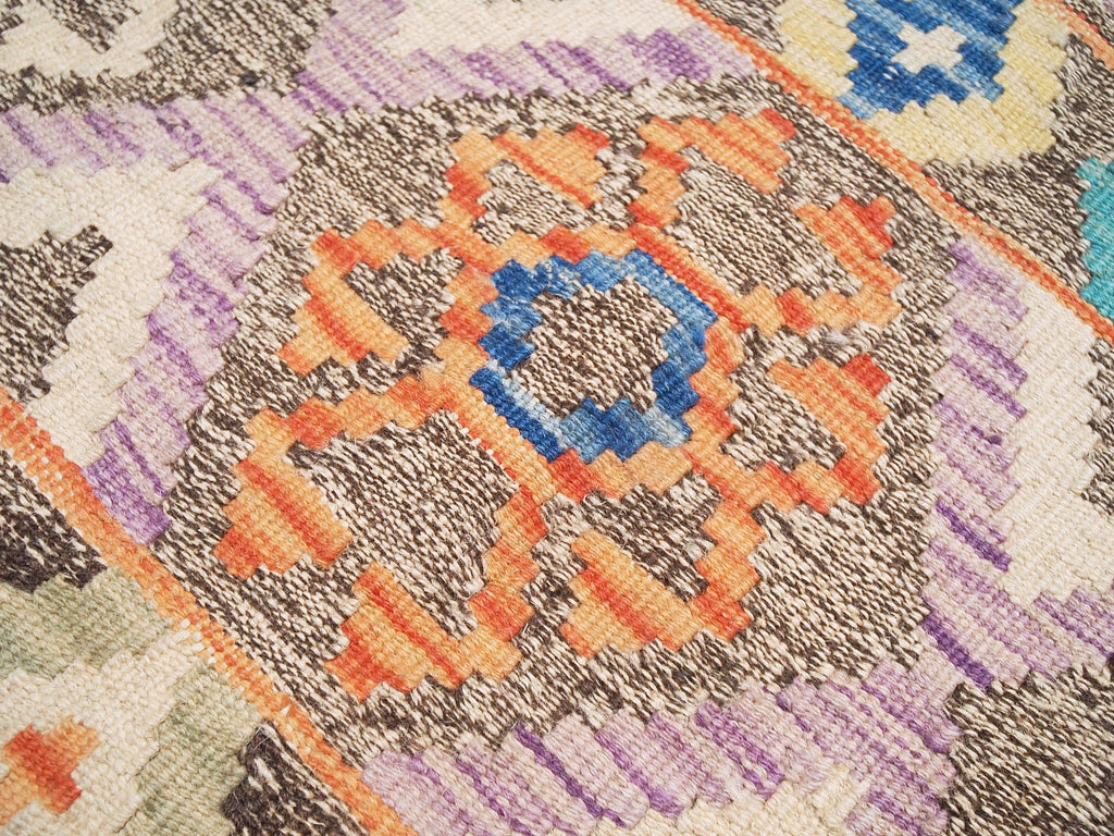 6x8 Ft Wool Kilim Rug - Brown Flat Weave - Traditional Afghan Rug