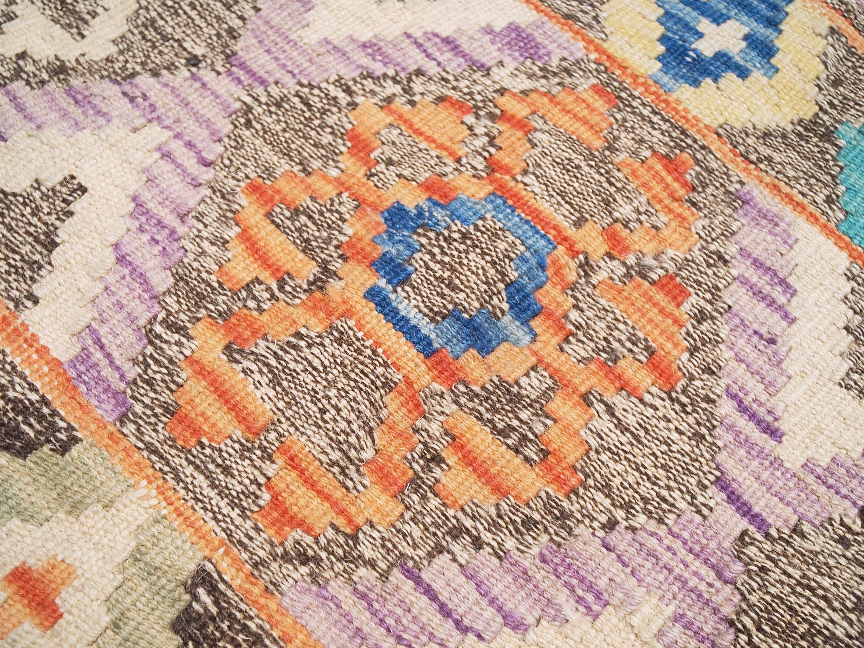 6x8 Ft Wool Kilim Rug - Brown Flat Weave - Traditional Afghan Rug