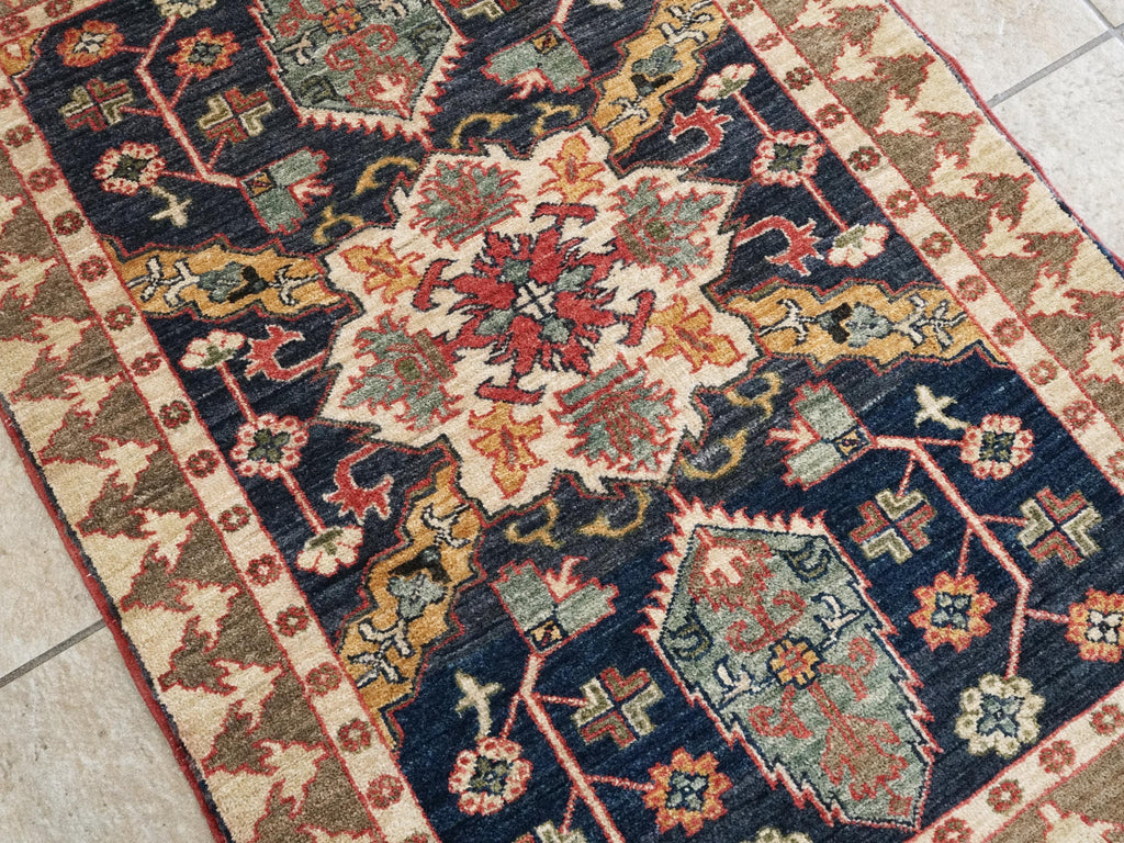 2x3 Ft Dark Blue Bidjar Rug - Hand Knotted Persian Accent Rug