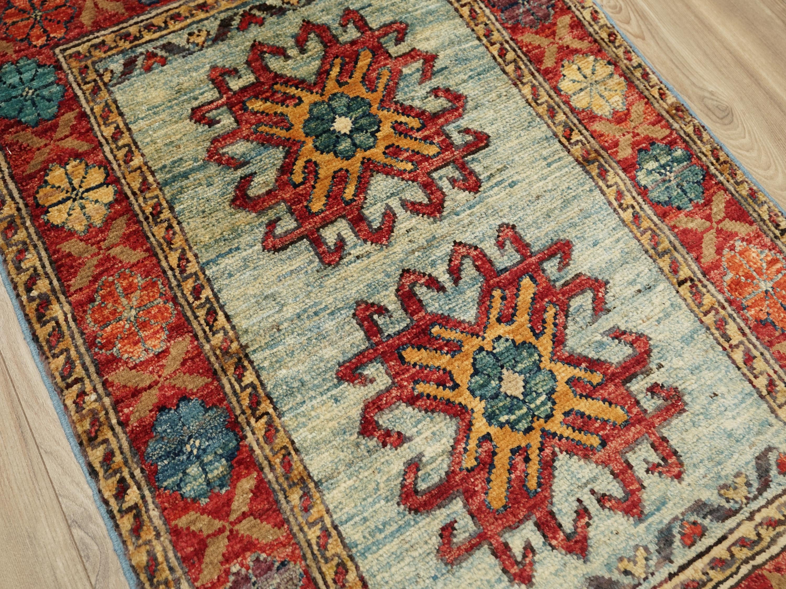 2x3 Ft Blue Serapi Rug - Handmade Wool Accent Rug