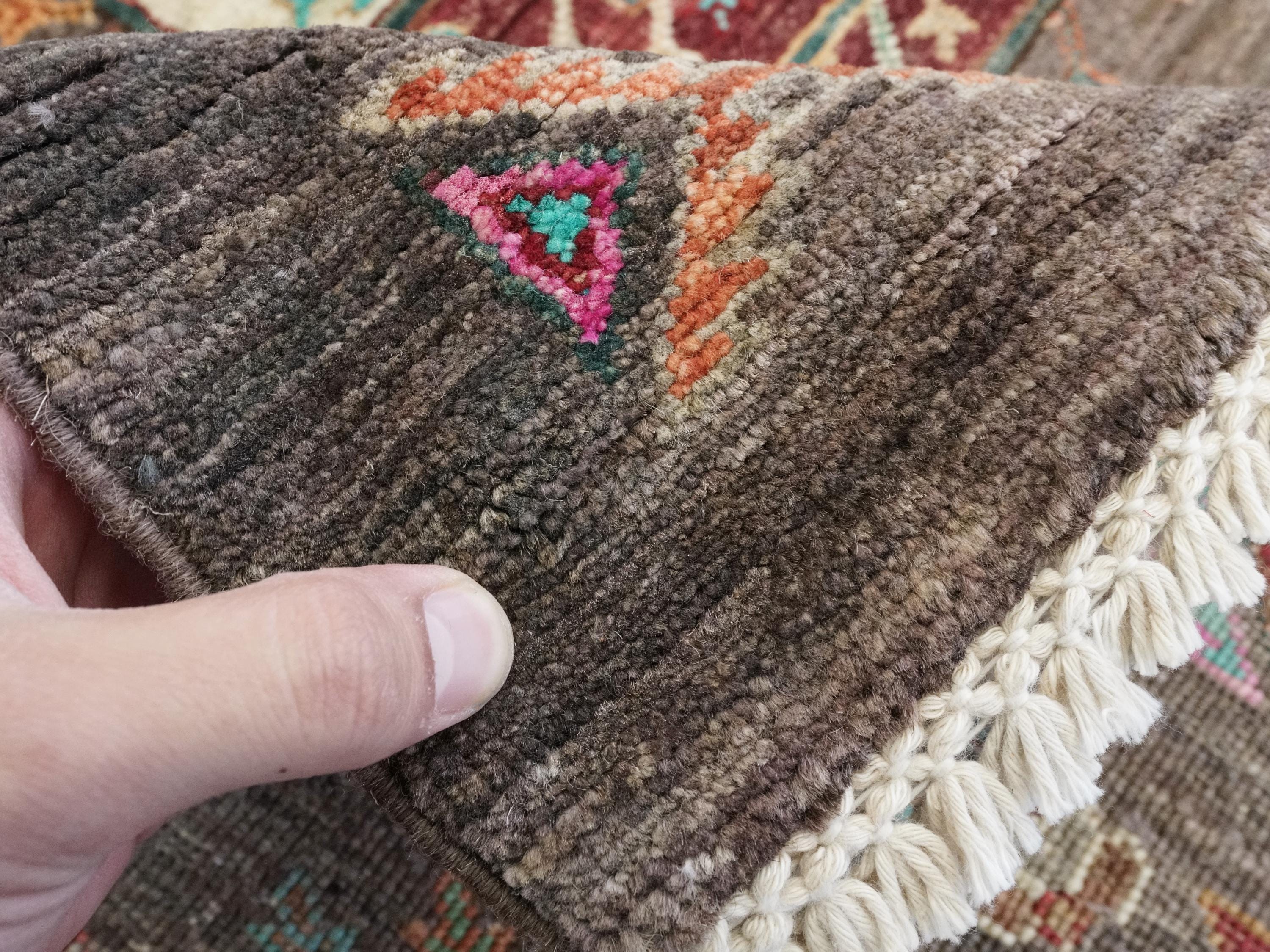 6x8 Ft Hand Knotted Ersari Rug - Brown Afghan Wool Rug