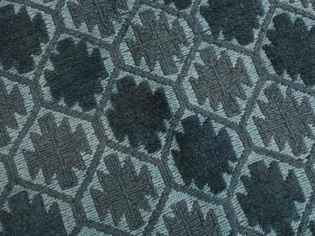 Vintage Tribal Kilim Rug: 6x8 Blue Hand-Knotted Wool Area Rug