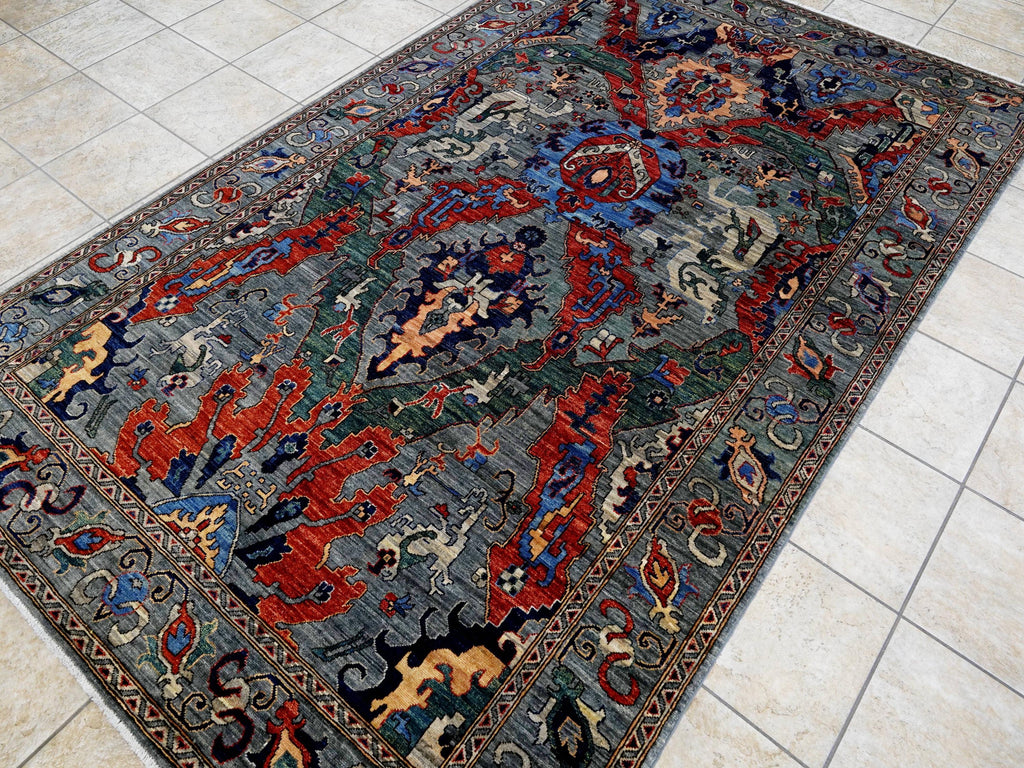 6x9 Ft Dark Gray Serapi Rug - Traditional Persian Style Wool Rug
