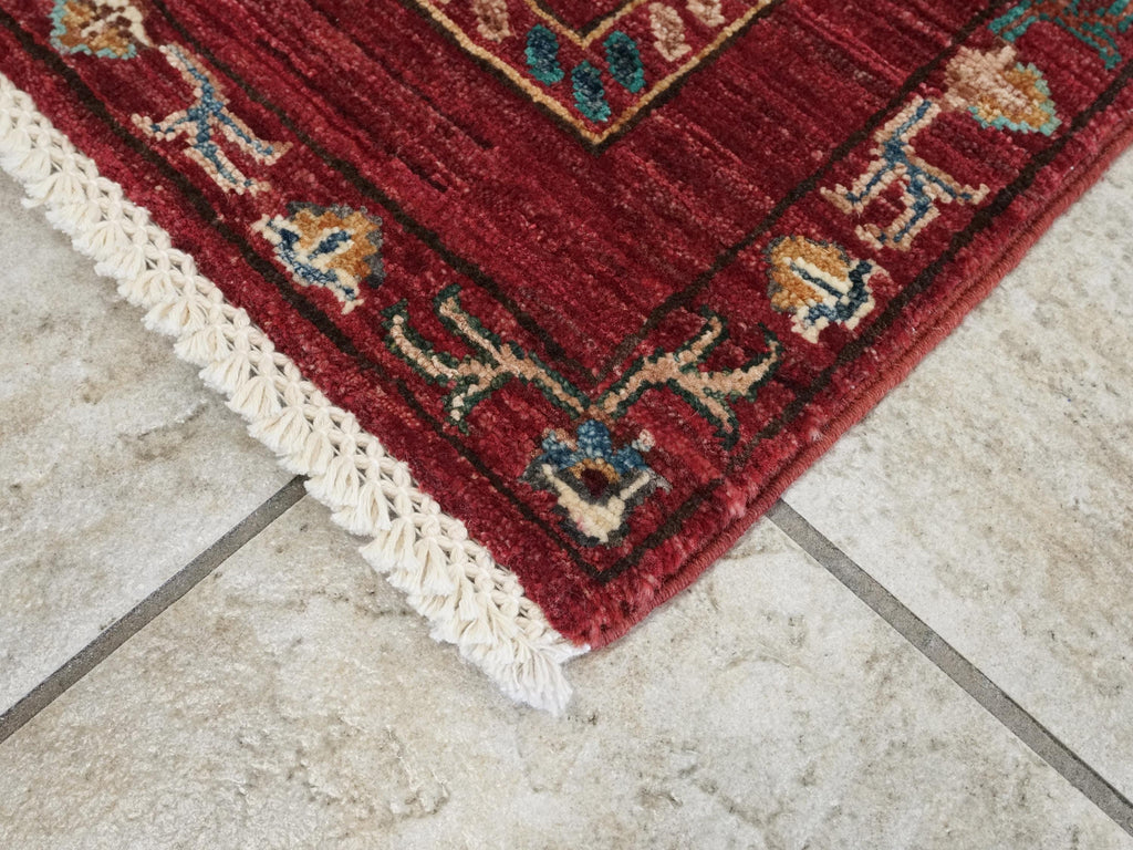 3x4 Ft Hand Knotted Red Serapi Rug - Ghazni Wool Oriental Rug