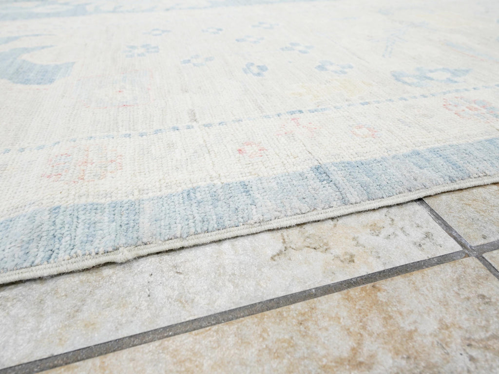 12x15 Ft Muted Ushak Rug - Traditional Wool Area Rug - Blue & White Turkish design