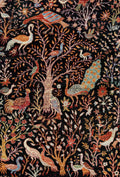 4x6 Ft Black Bird Rug - Hand Knotted Oriental Rug