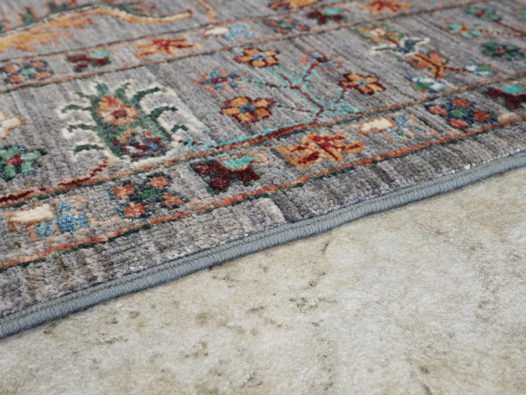 5x7 Ft Gray Serapi Rug - Hand Knotted Floral Rug