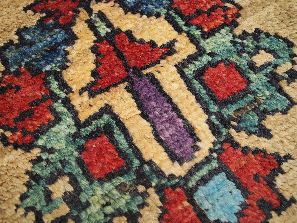 1x2 Ft Hand Knotted Wool Serapi Rug - Beige Floral Accent Rug