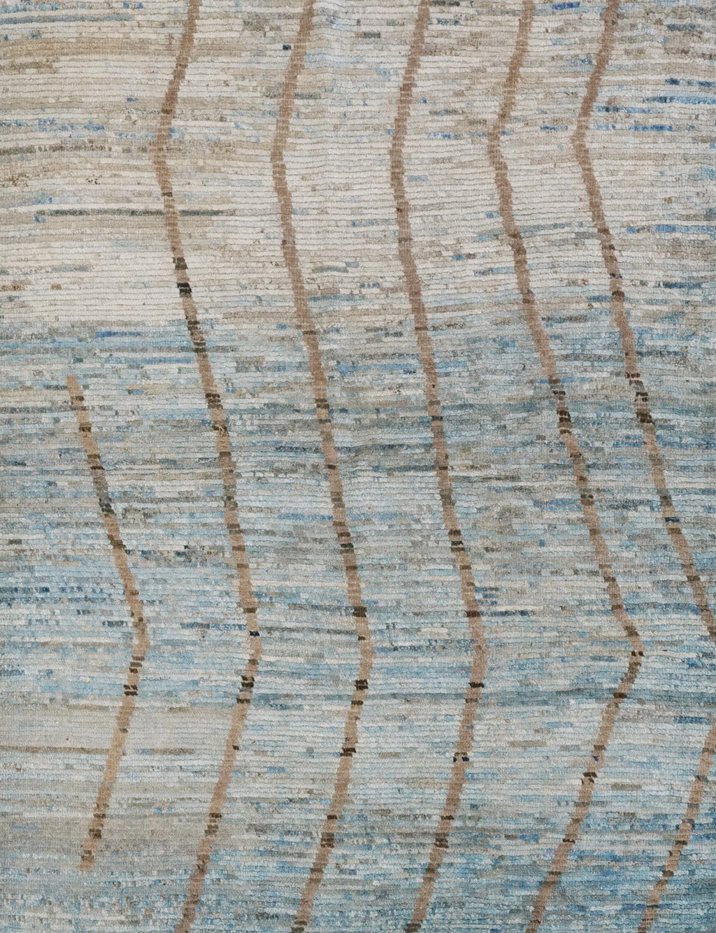 4x6 Ft Blue & Brown Moroccan Rug - Hand Knotted Wool Area Rug