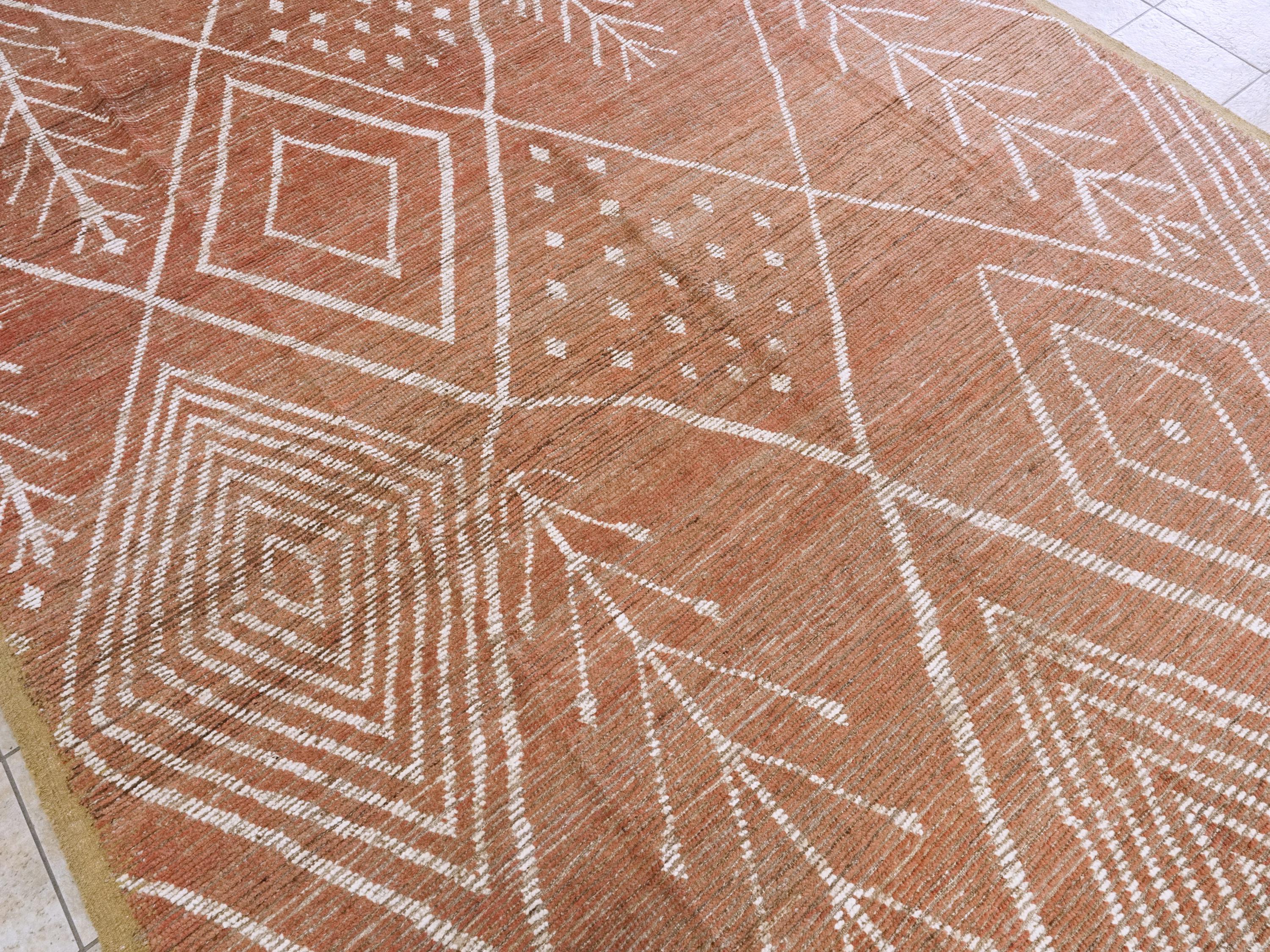 9x12 Ft Red Moroccan Rug - Hand Knotted Area Rug - Tribal Design
