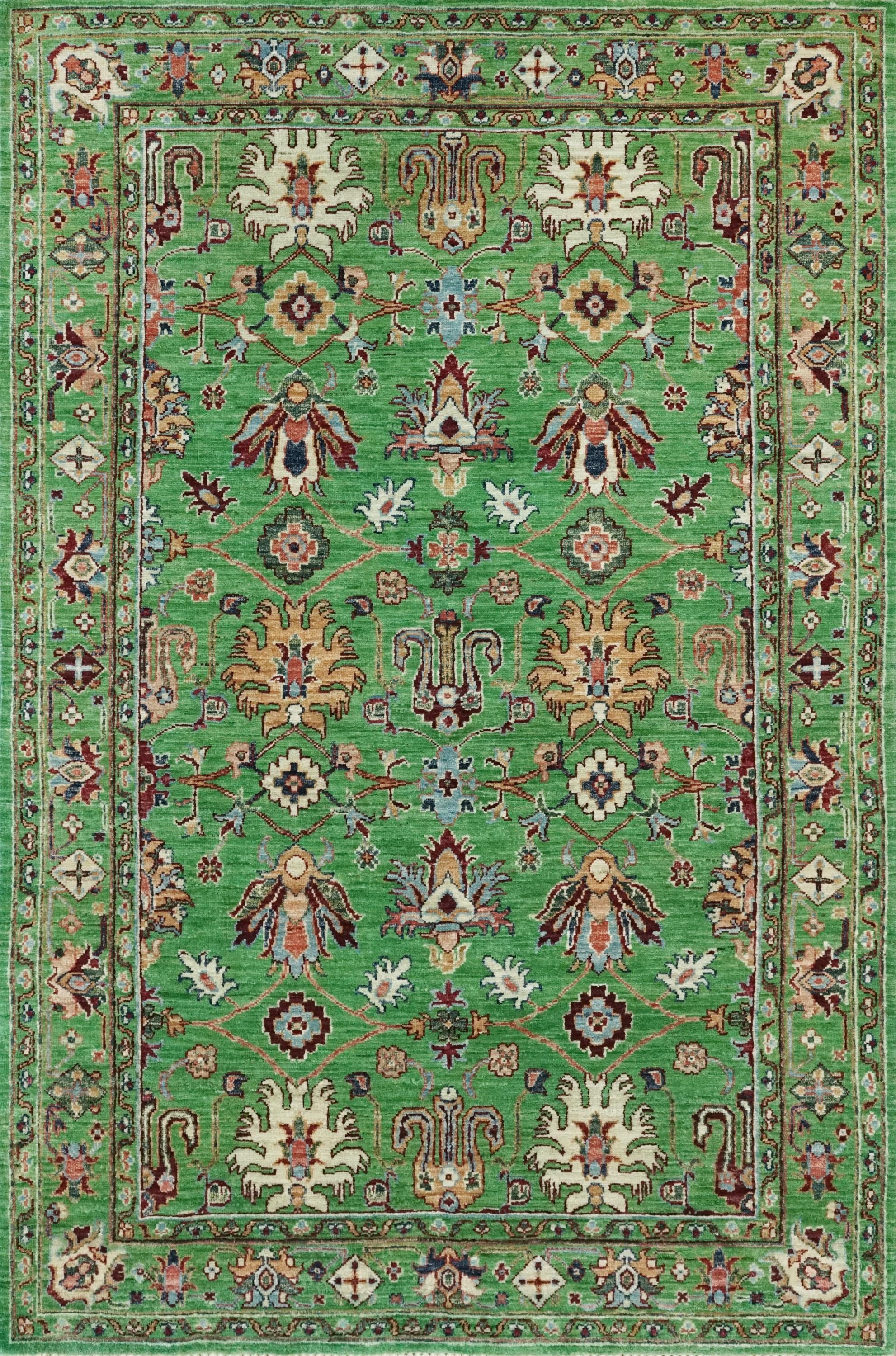 4x6 Ft Green Bidjar Rug - Hand Knotted Oriental Rug - Persian Design
