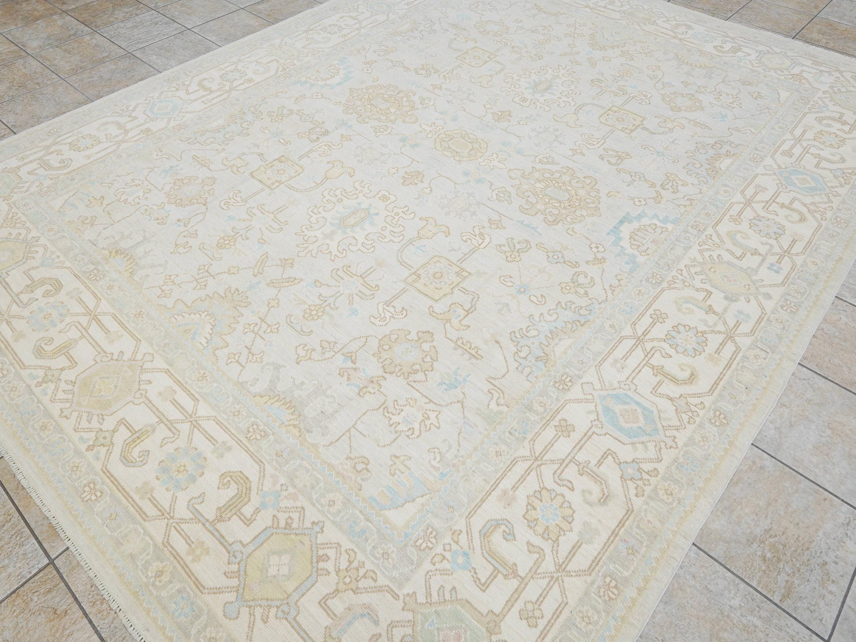 9x12 Ft Light Brown Oushak Rug - Handmade Area Rug