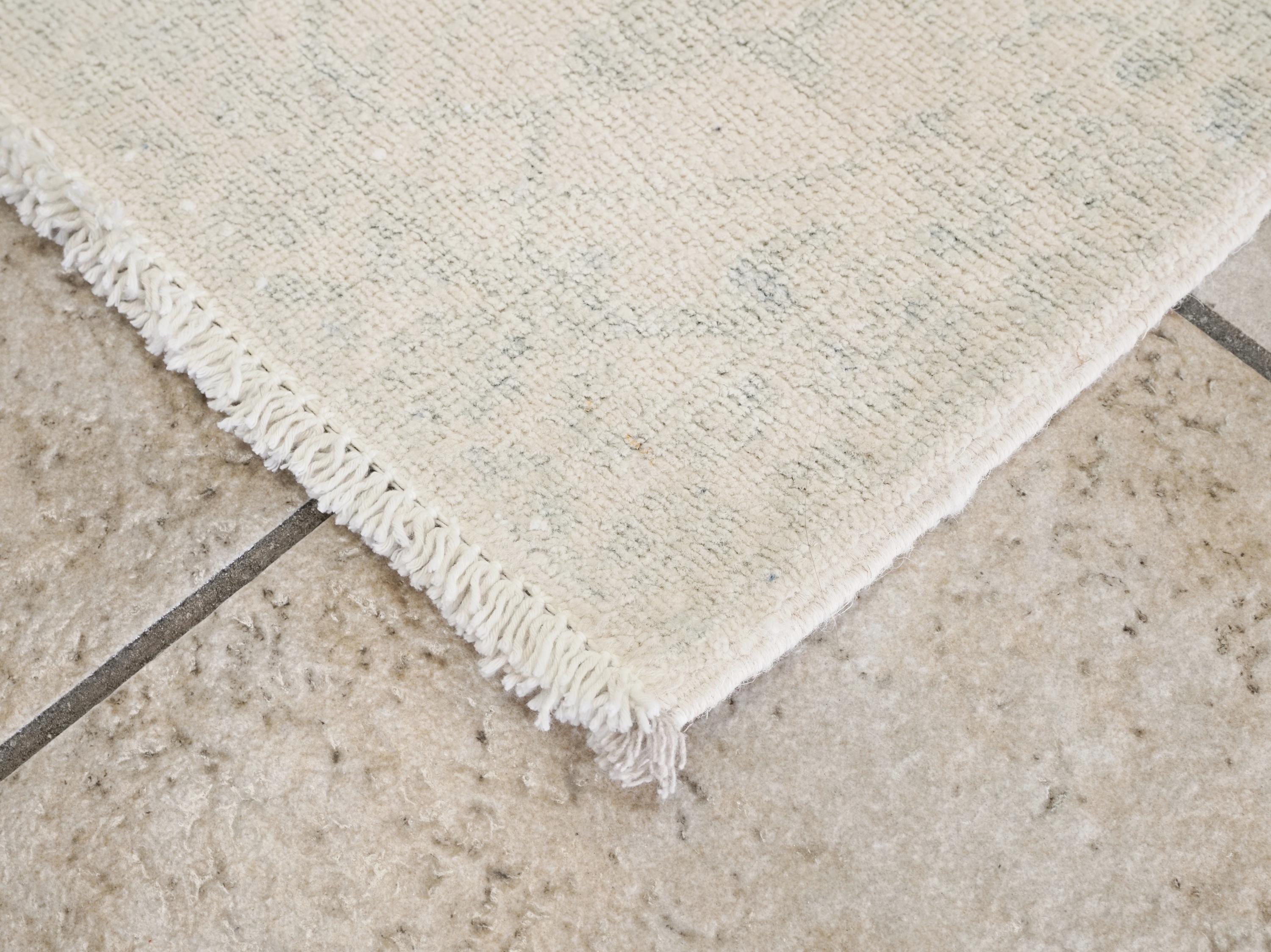 2x6 Ft Hand Knotted Heriz Rug - Beige Afghan Wool Runner