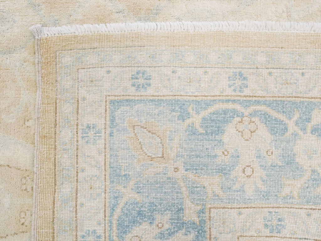 6x9 Ft Hand Knotted Bidjar Rug - Beige & Blue Persian Design