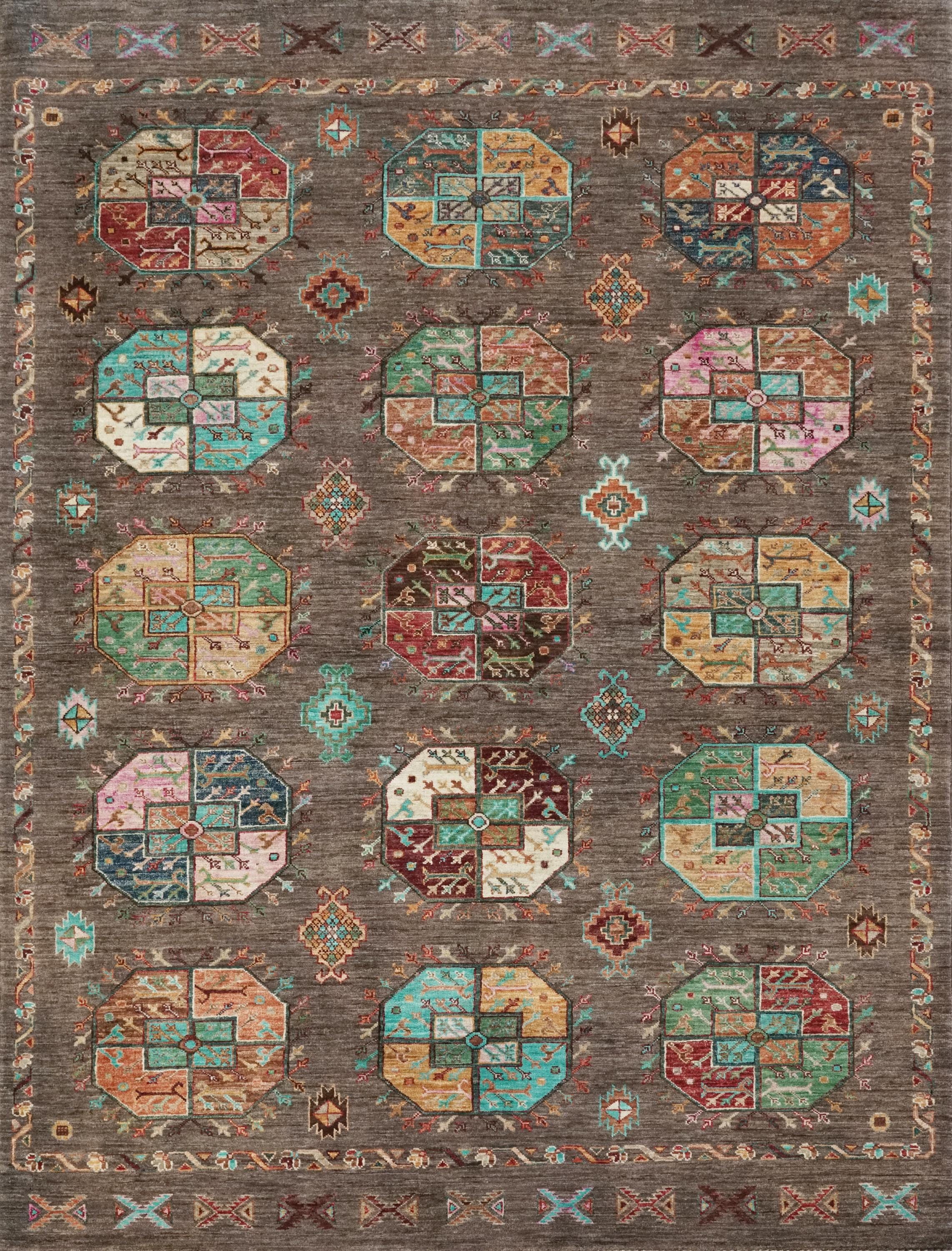6x8 Ft Hand Knotted Ersari Rug - Brown Afghan Wool Rug
