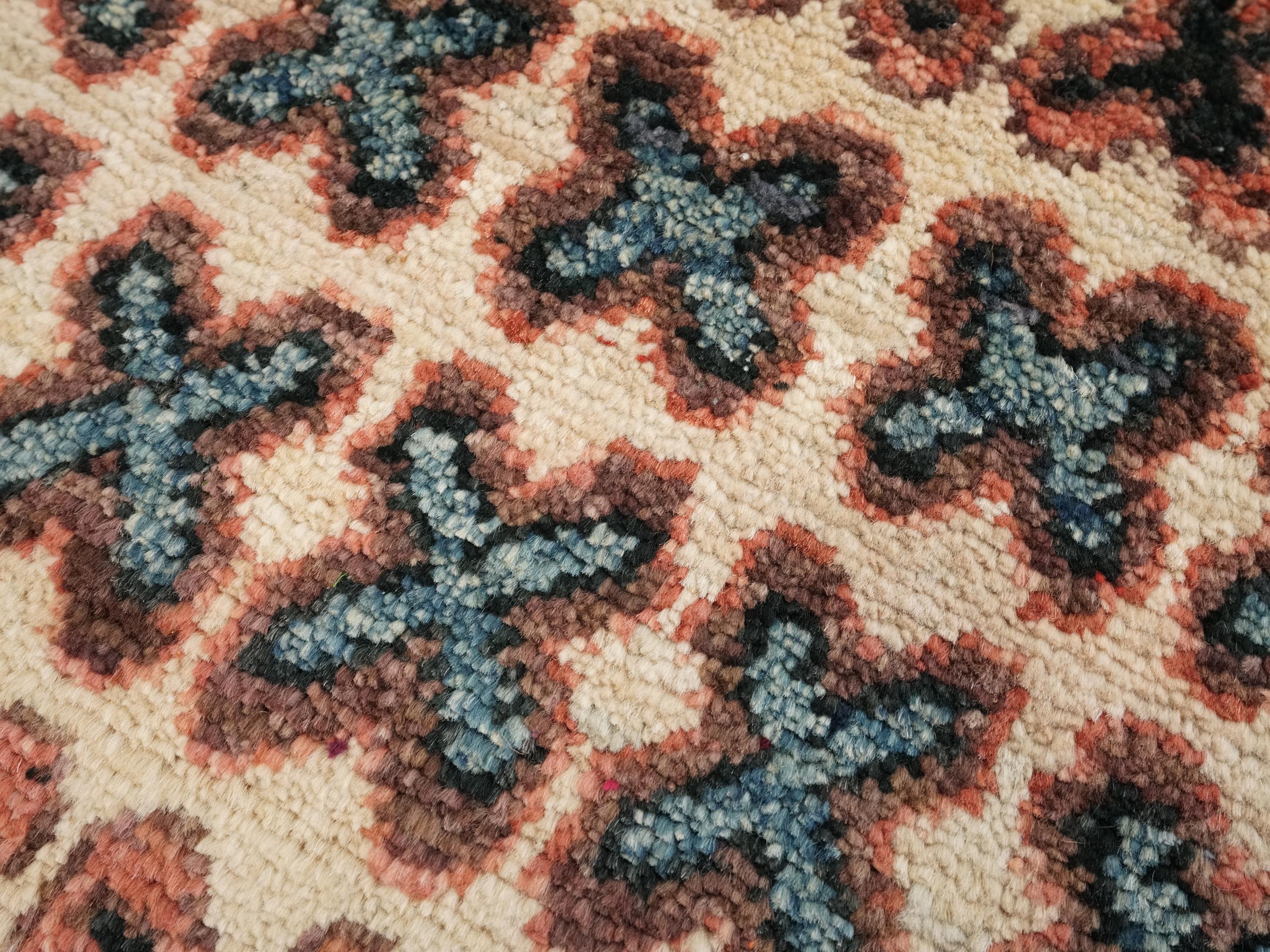 1x2 Ft Hand Knotted Wool Gabbeh Rug - Beige Tribal Accent Rug