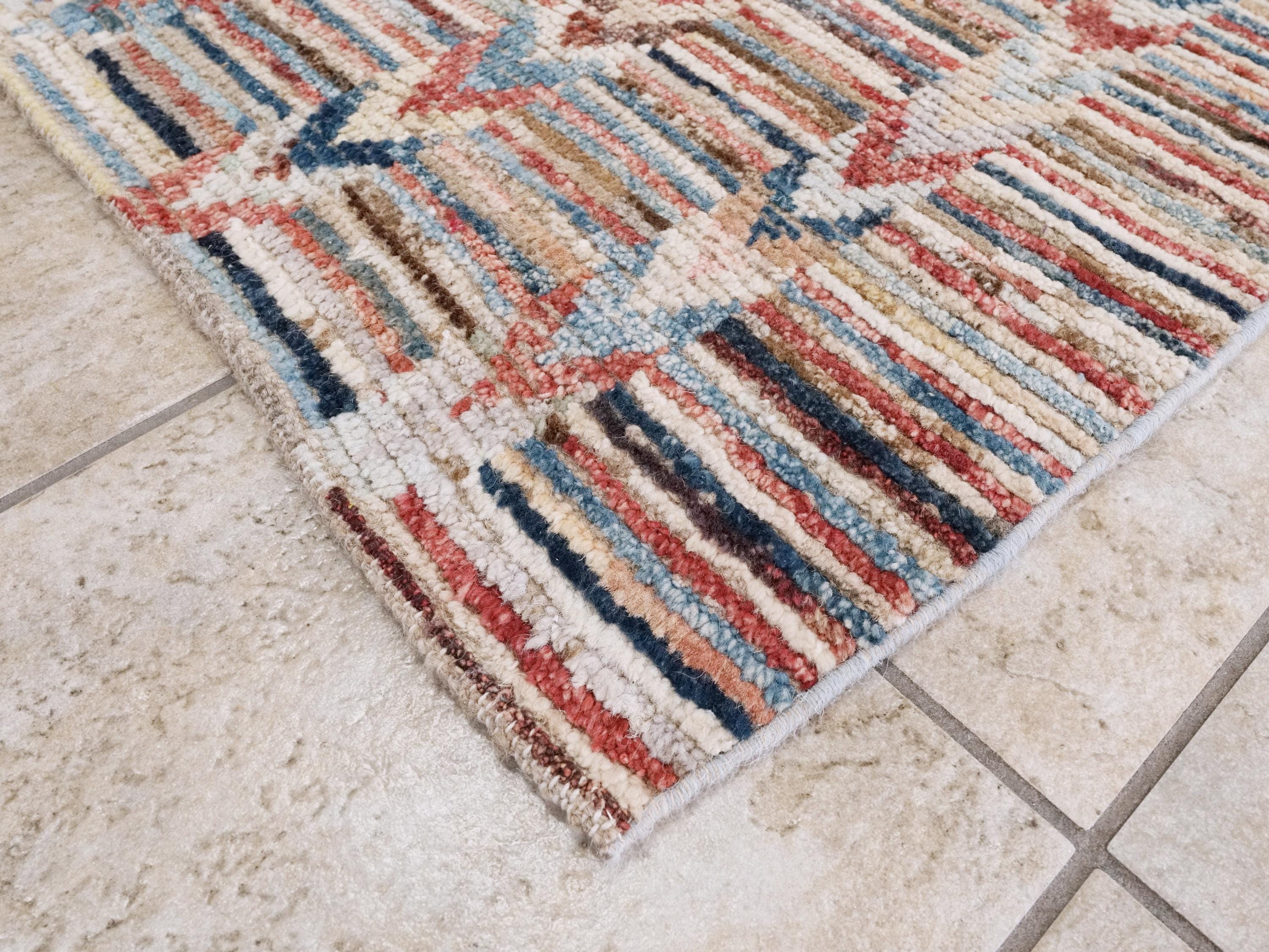 7x10 Ft Multicolor Moroccan Rug - Hand Knotted Area Rug