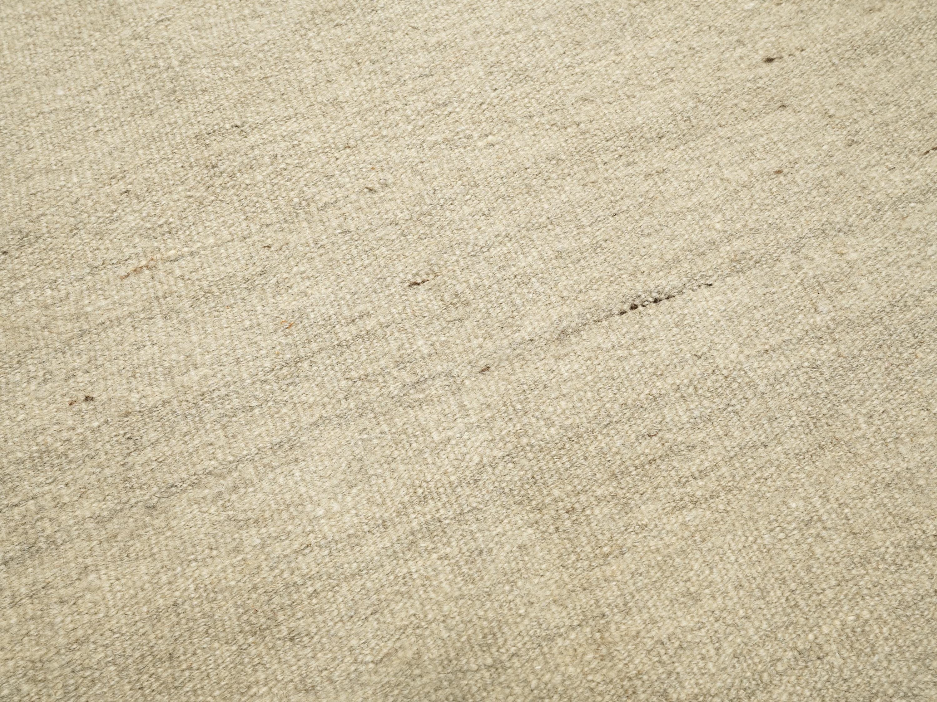 10 Ft Handmade Beige Kilim Runner Rug - Afghan Wool Hallway Rug