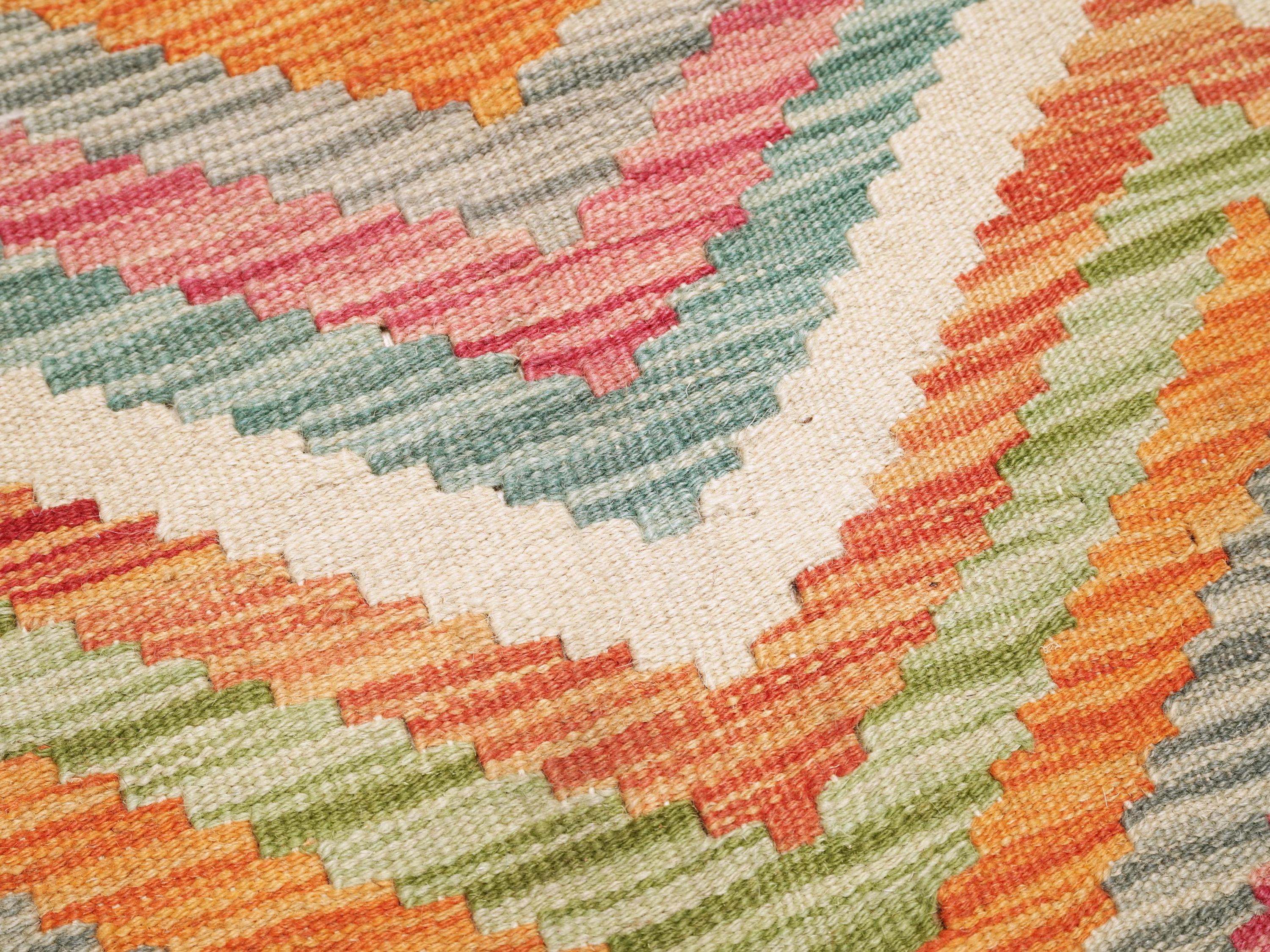 6x8 Ft Colorful Kilim Rug - Traditional Afghan Flatweave