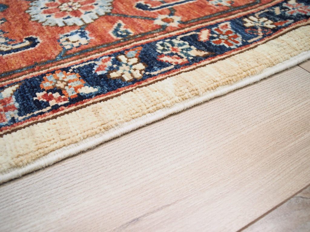 8x10 Ft Blue & Red Heriz Rug: Hand -Knotted Oriental Wool Rug