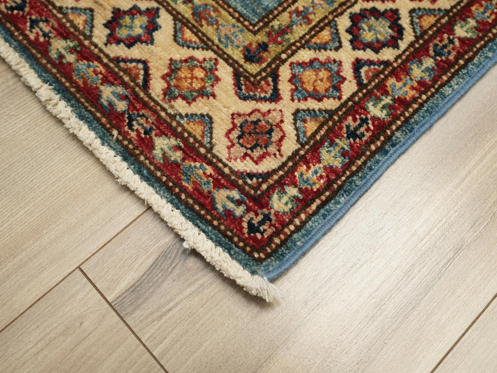 2x3 Ft Light Blue Kazak Rug - Afghan Wool Accent Rug