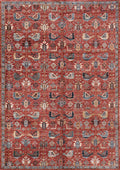 6x9 Ft Hand-Knotted Red Bidjar Rug - Oriental Rug