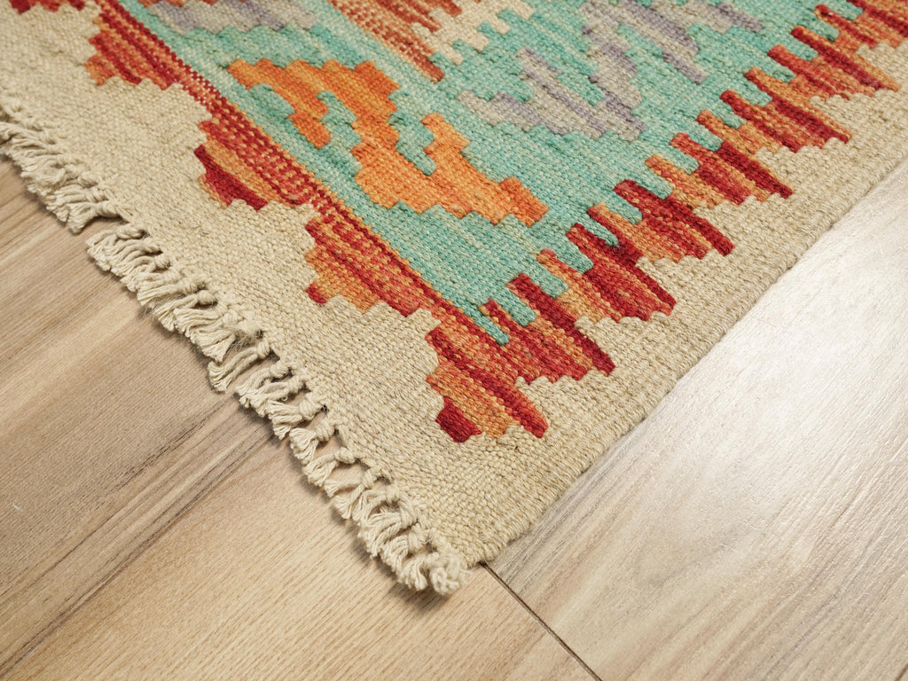 10 Ft  Red Kilim Runner Rug - Flat Weave - Traditional Afghan Design