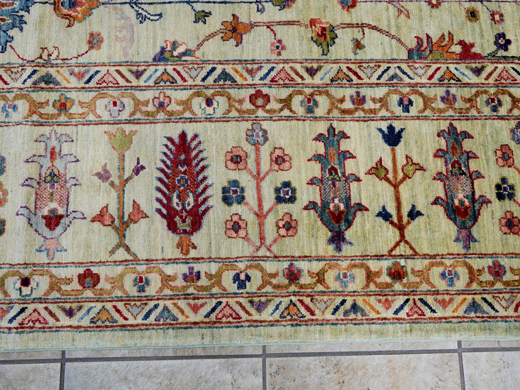 9x12 Ft Green Serapi Rug - Afghan Oriental Area Rug - Persian Design