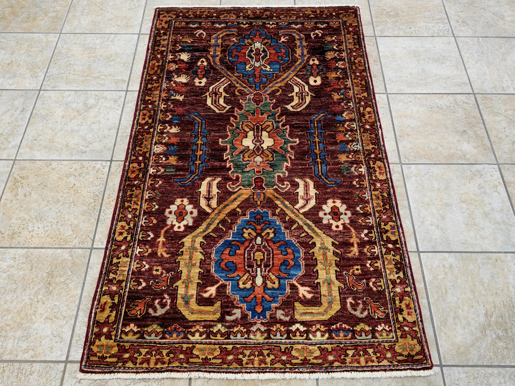 3x5 Ft Brown Bidjar Rug - Handmade Afghan Wool Rug