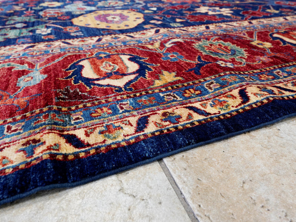12x15 Ft Navy Blue Serapi Rug - Handmade Afghan Area Rug - Oversize