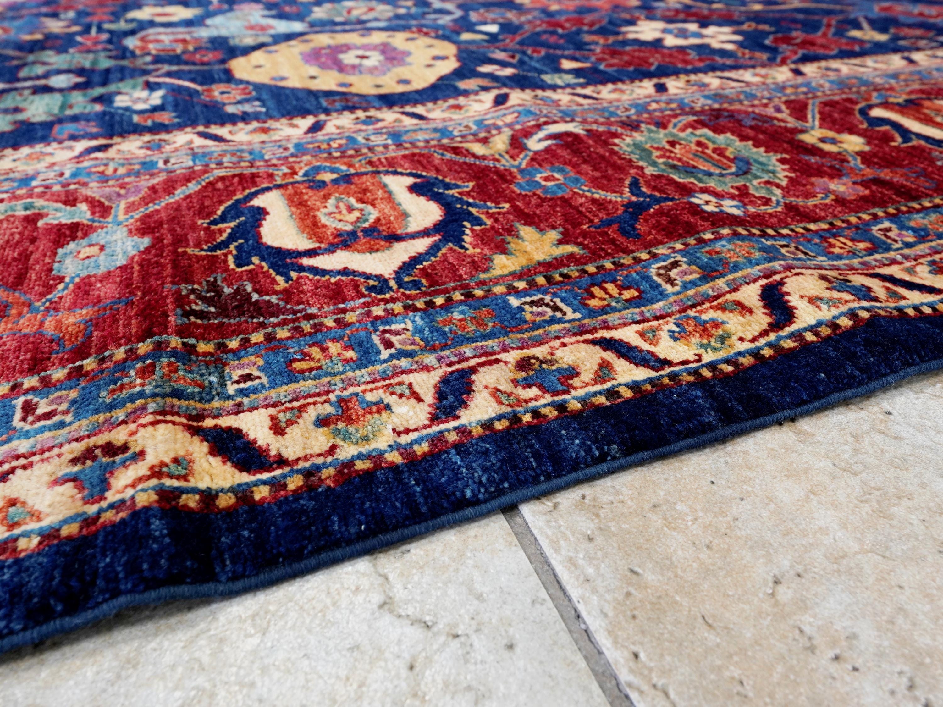 12x15 Ft Navy Blue Serapi Rug - Handmade Afghan Area Rug - Oversize