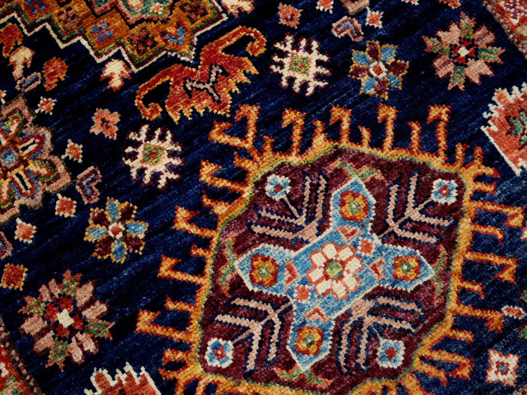 3x5 Ft Blue Kazak Rug - Handmade Afghan Rug