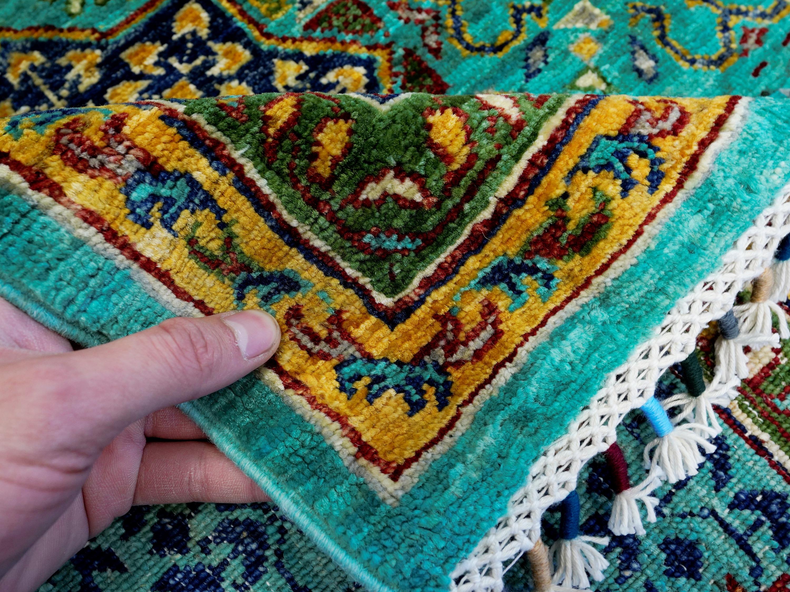 9x12 Ft Green Mamluk Rug - Afghan Oriental Area Rug