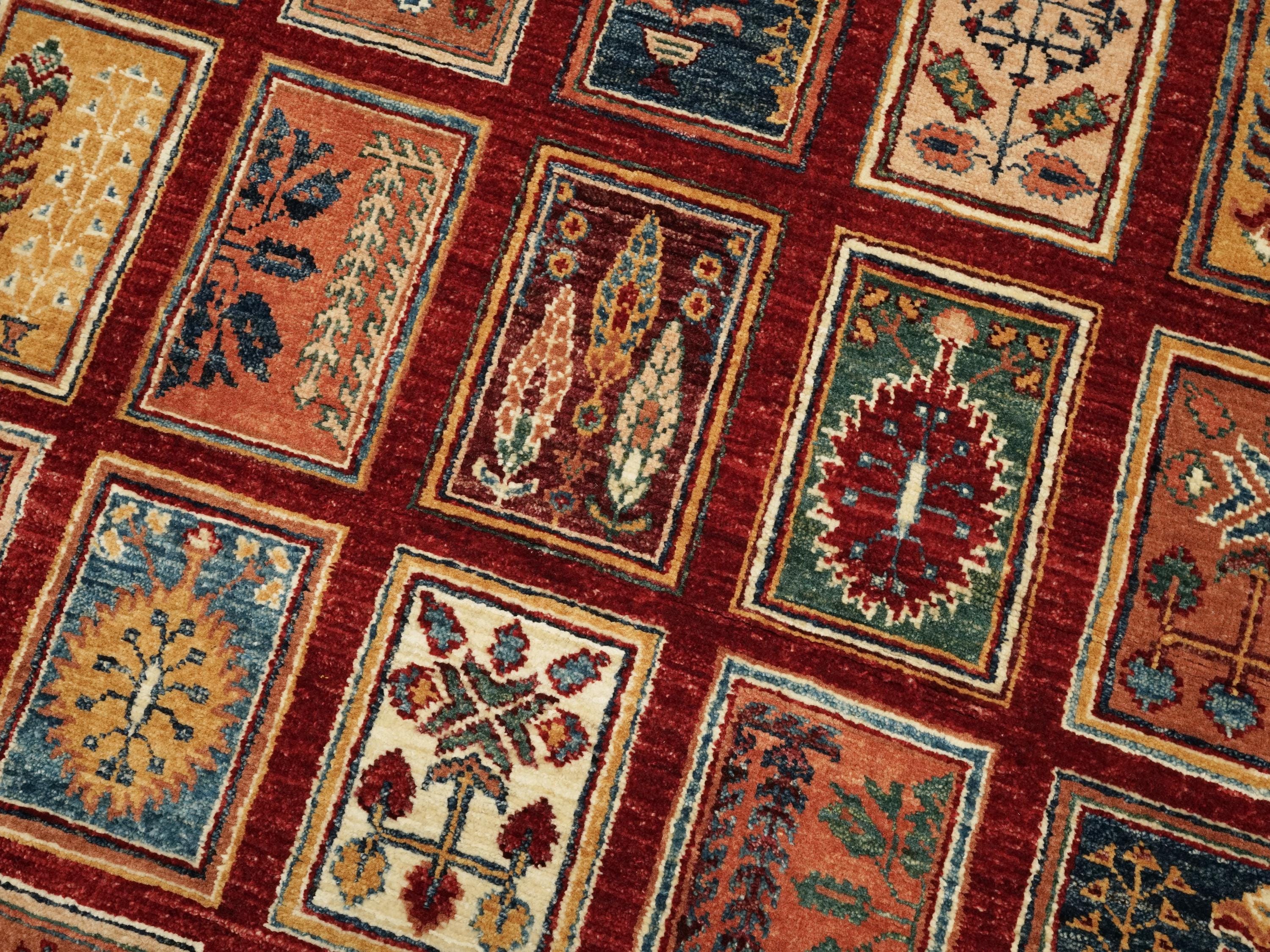 3x5 Ft Red Heriz Rug - Handmade Afghan Area Rug - Garden Design