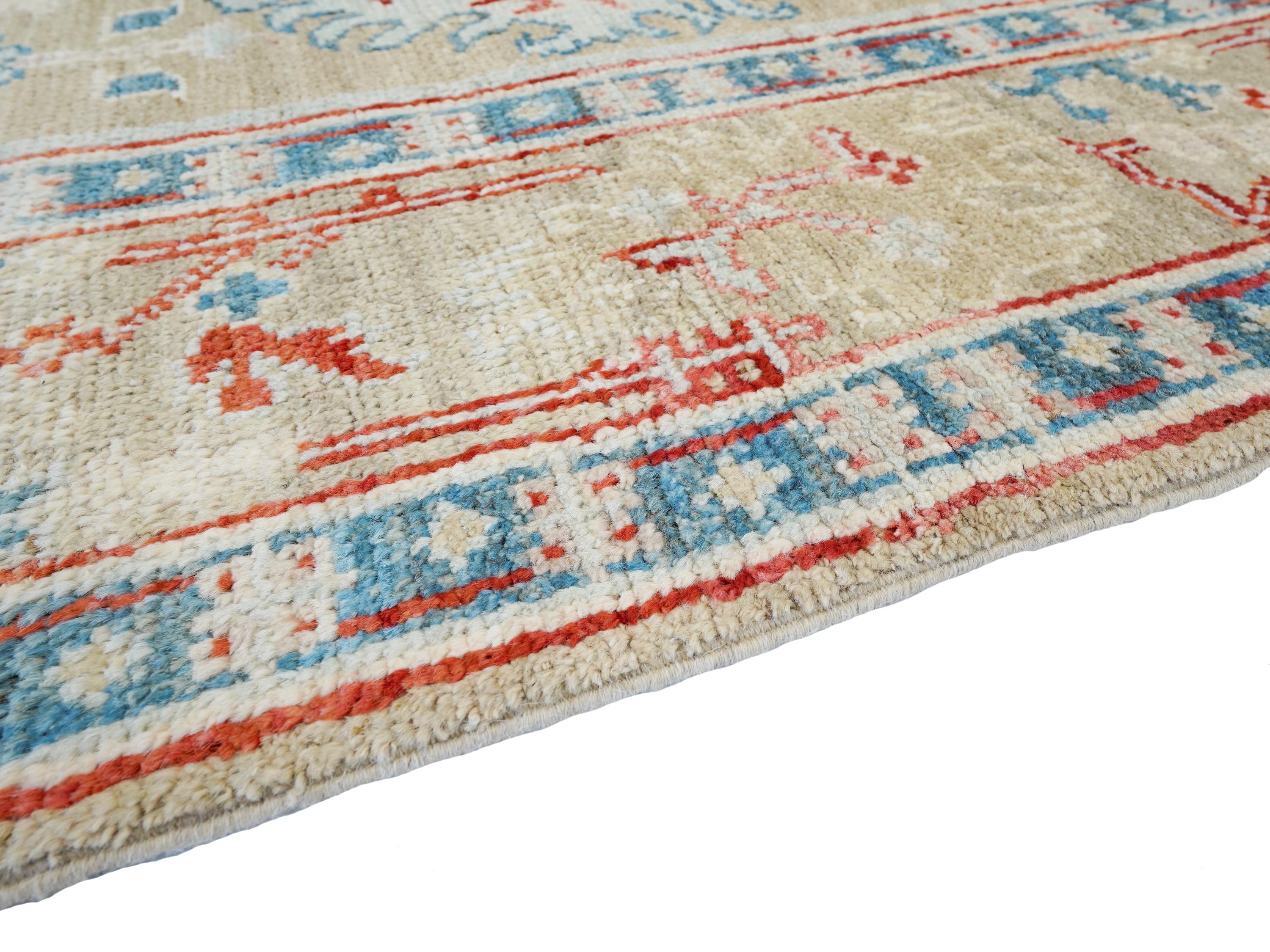 8x11 Ft Brown & Red Oushak Rug - Hand Knotted Oriental Rug - Floral Design