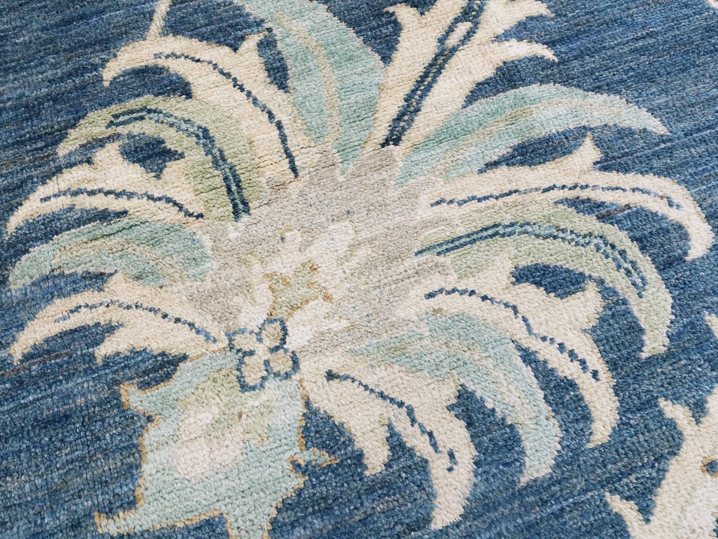 8x10 Ft Blue Ushak Rug - Hand Knotted Wool Oriental Rug