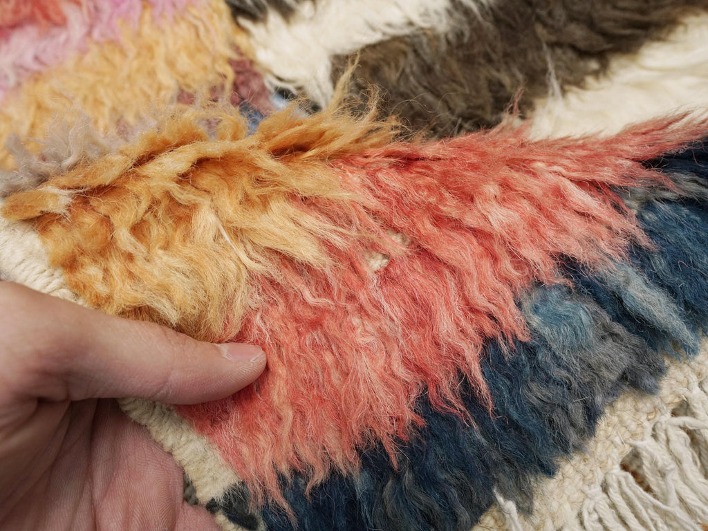 4x6 Ft Multicolor Moroccan Rug - Hand Knotted Shaggy Rug