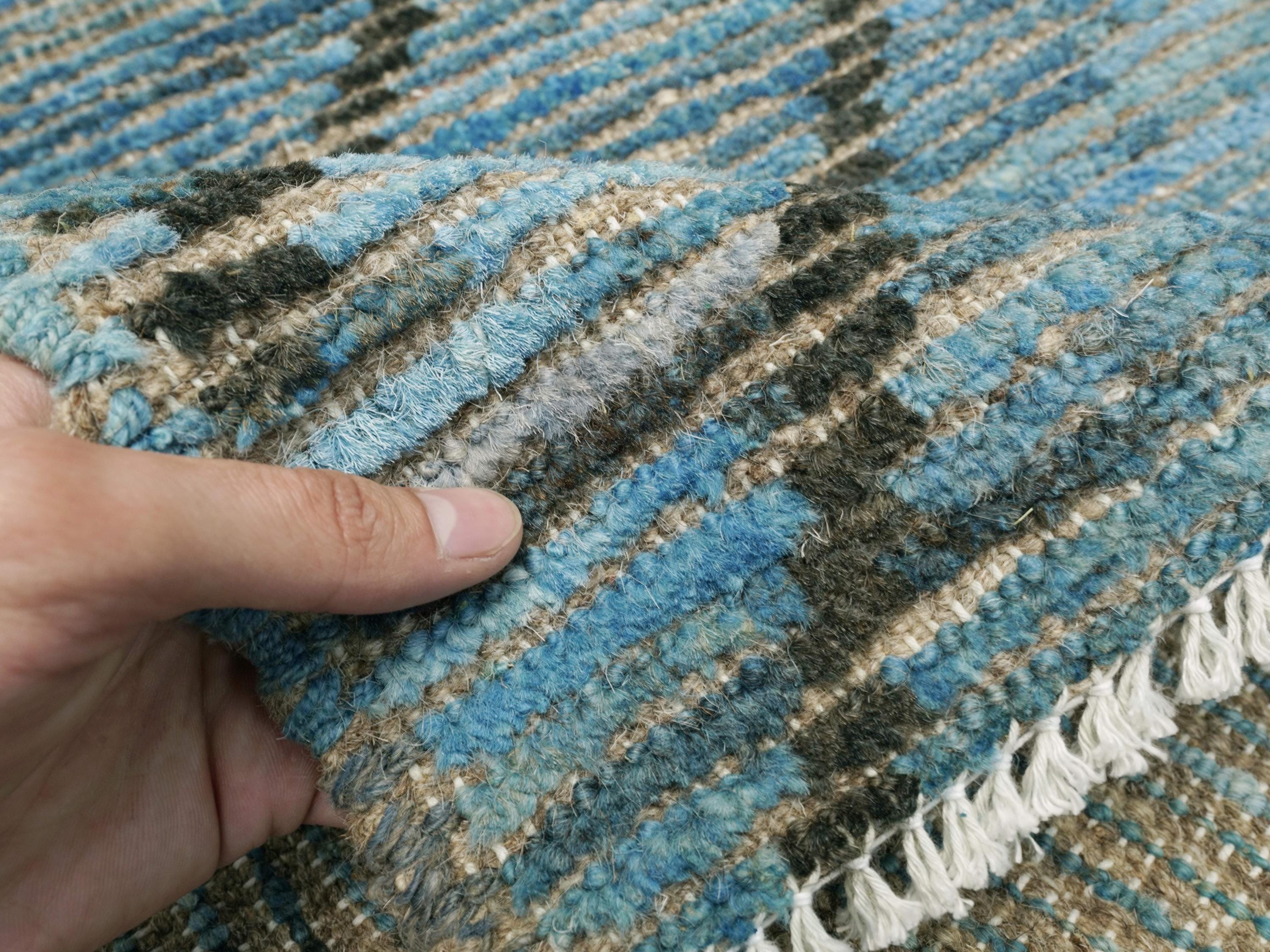 3x5 Ft Blue Moroccan Rug - Hand Knotted Wool Rug