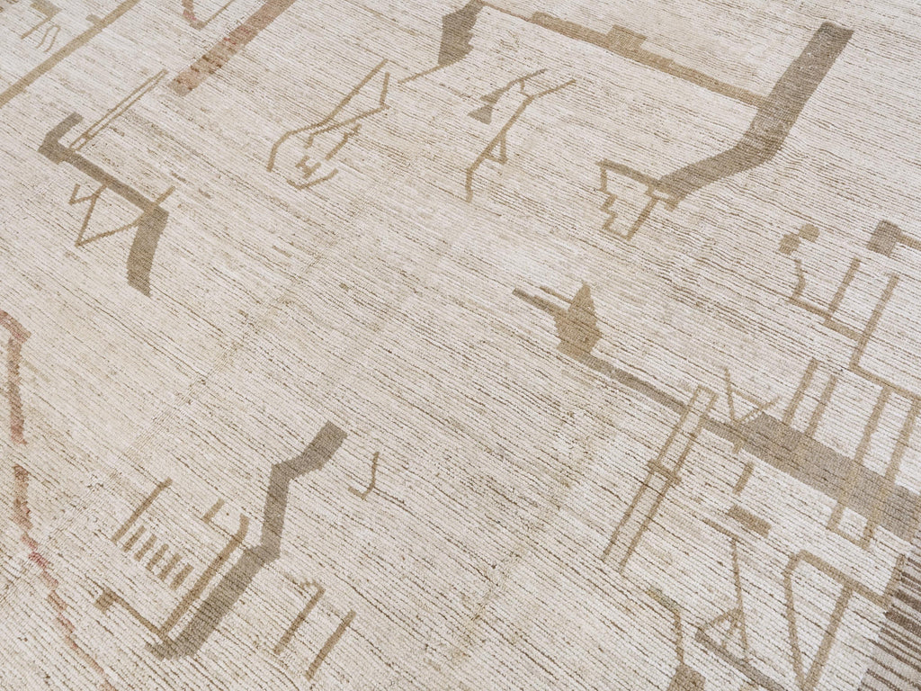 10x14 Ft Beige & Brown Moroccan Rug - Afghan Handmade Wool Rug - Contemporary Design