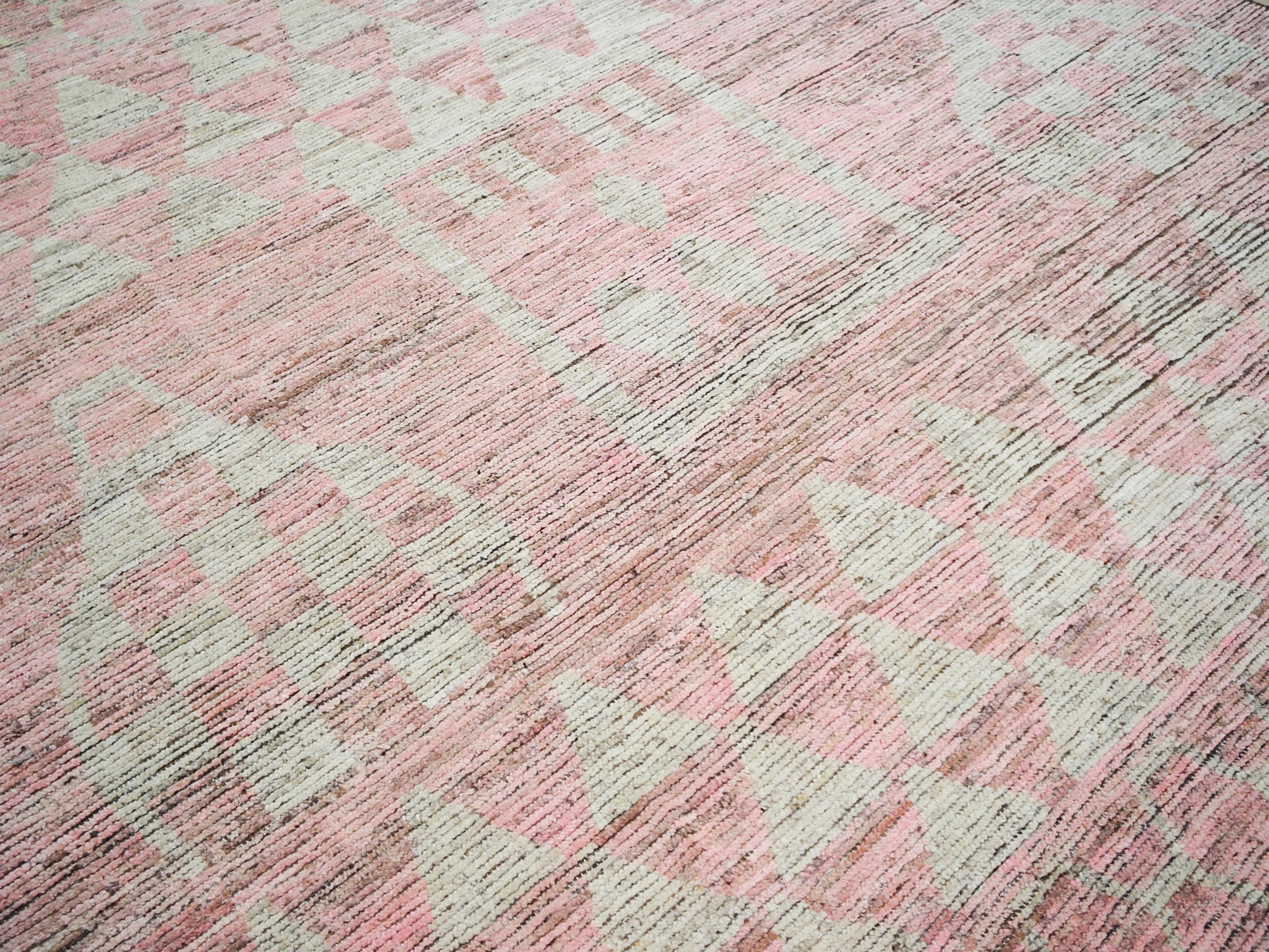 8x9 Ft Pink Moroccan Rug - Handmade Wool Area Rug