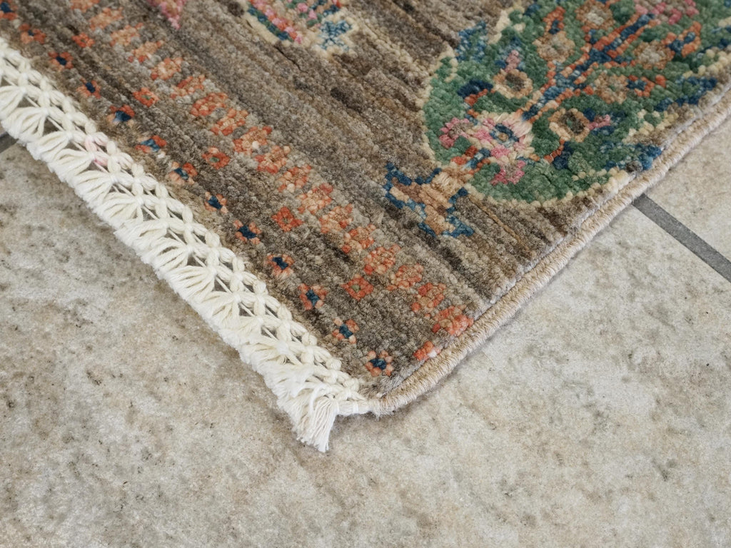 2x4 Ft Hand Knotted Wool Gabbeh Rug - Brown Oriental Rug