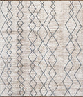 8x10 Ft White & Blue Moroccan Rug - Hand Knotted Wool Area Rug