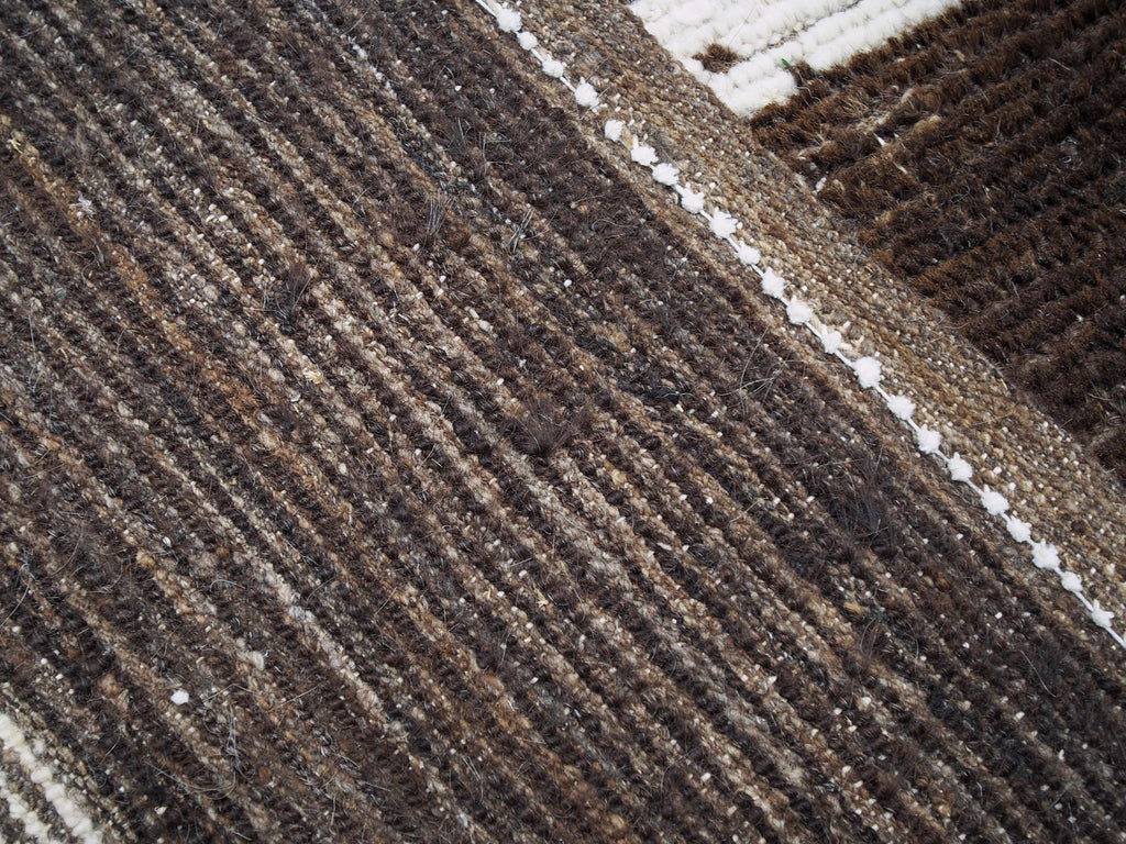 10x12 Ft Hand Knotted Moroccan Rug - Dark Brown Area Rug