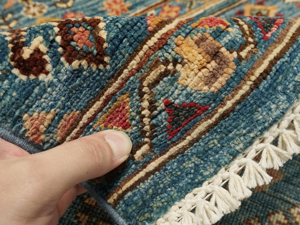 3x5 Ft Blue Khorjin Rug - Afghan Handmade Area Rug