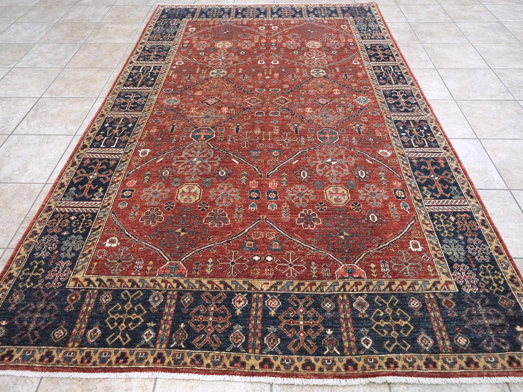 6x9 Ft Red Bidjar Rug - Hand Knotted Afghan Oriental Rug