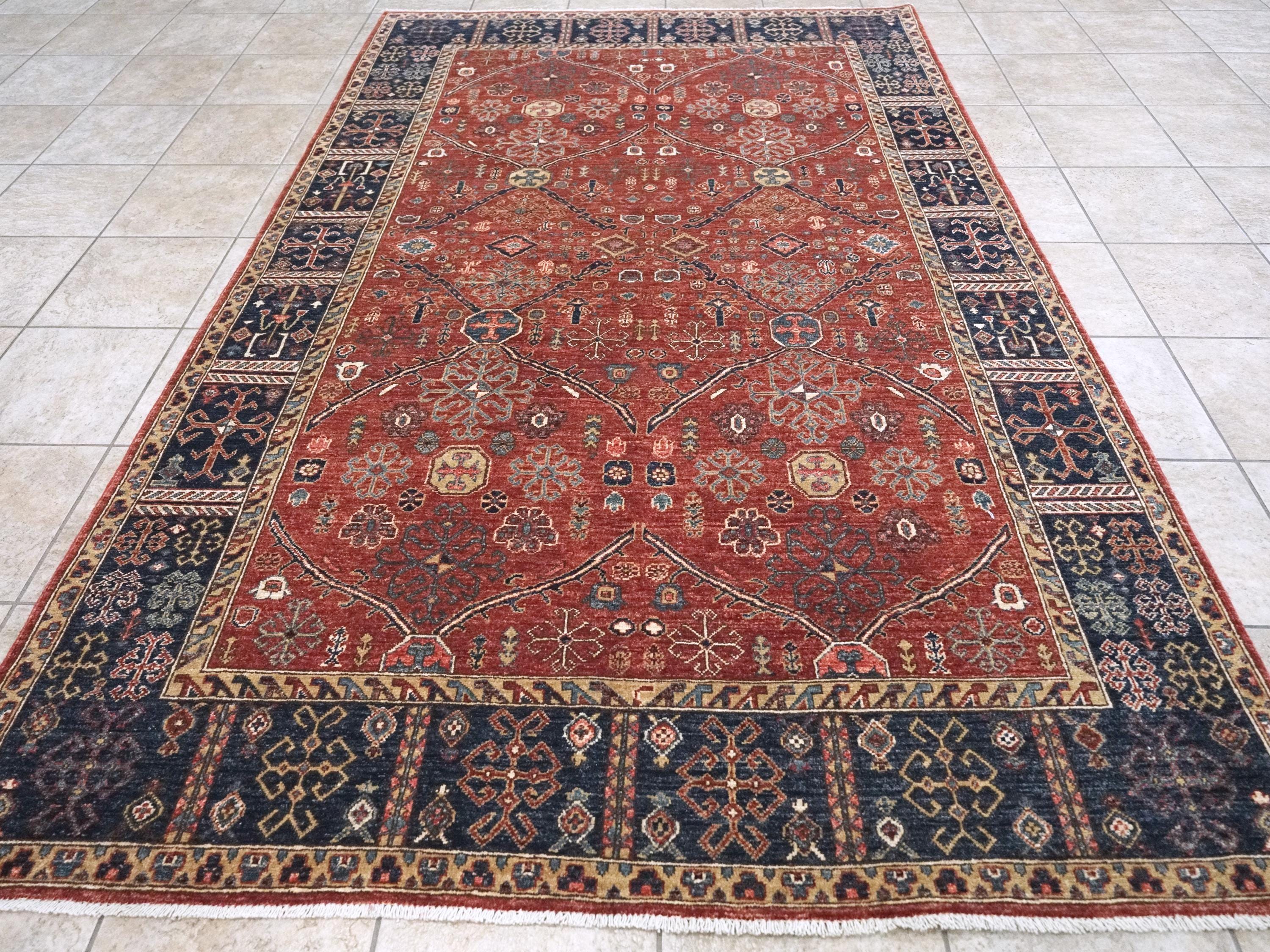 6x9 Ft Red Bidjar Rug - Hand Knotted Afghan Oriental Rug